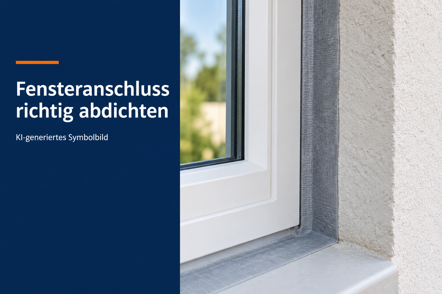 Fensteranschluss richtig abdichten: KI-generiertes Symbolbild eines Fensterrahmens mit Anschlussfolie zur Laibung